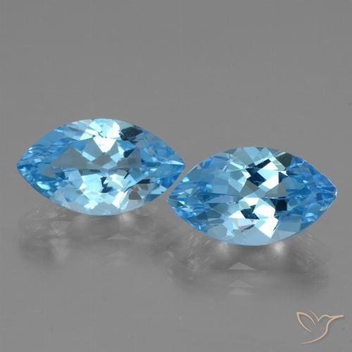 8.11ctw Natural Azul Suizo Topacio, Marquesa, VVS
