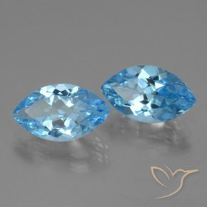 Gemas de Topacio Azul Suizo natural de 8.11 ct, Marquesa, VVS
