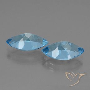 Gemas de Topacio Azul Suizo natural de 8.11 ct, Marquesa, VVS