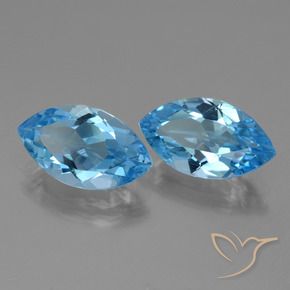 Gemas de Topacio Azul Suizo natural de 8.22 ct, Marquesa, VVS
