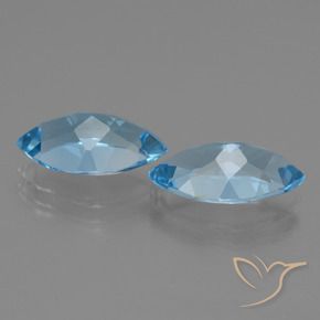 Gemas de Topacio Azul Suizo natural de 8.22 ct, Marquesa, VVS