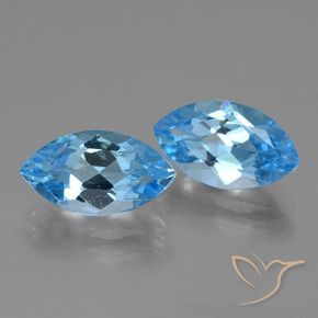 Gemas de Topacio Azul Suizo natural de 8.28 ct, Marquesa, VVS
