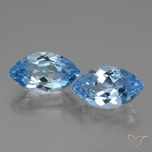 8.42ctw Natural Azul Suizo Topacio, Marquesa, VVS