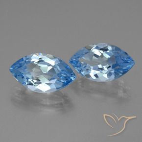 Gemas de Topacio Azul Suizo natural de 8.42 ct, Marquesa, VVS