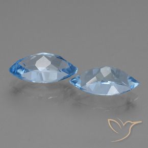 Gemas de Topacio Azul Suizo natural de 8.42 ct, Marquesa, VVS