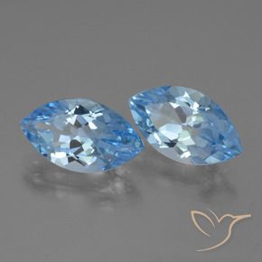 Gemas de Topacio Azul Suizo natural de 8.14 ct, Marquesa, VVS