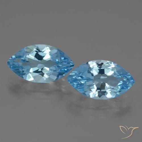 7.63ctw Natural Azul Cielo Topacio, Marquesa, VVS