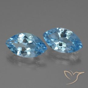 Gemas de Topacio Azul Cielo natural de 7.63 ct, Marquesa, VVS