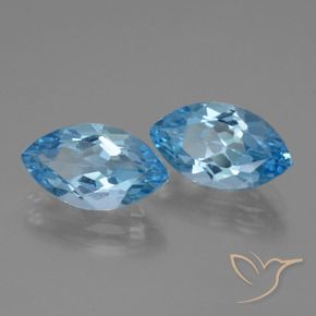 Gemas de Topacio Azul Suizo natural de 8.25 ct, Marquesa, VVS-VS