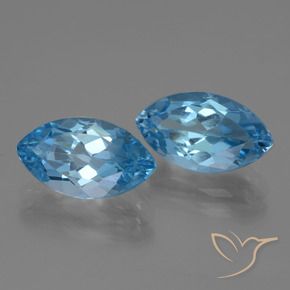 Gemas de Topacio Azul Cielo natural de 9.50 ct, Marquesa, VVS