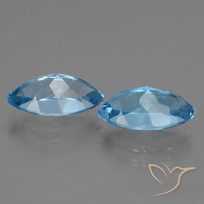 Gemas de Topacio Azul Cielo natural de 9.50 ct, Marquesa, VVS