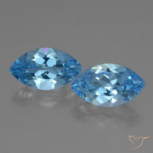 8.00ctw Natural Azul Suizo Topacio, Marquesa, VVS-VS
