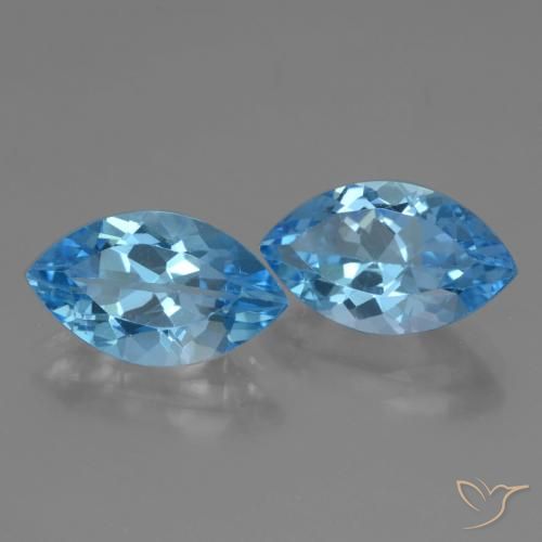 Gemas de Topacio Azul Suizo natural de 8.00 ct, Marquesa, VVS-VS