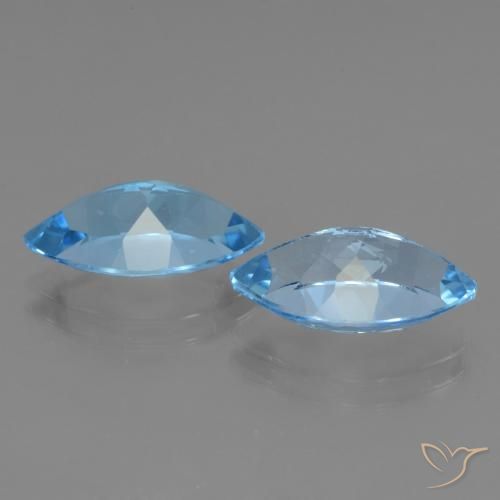 Gemas de Topacio Azul Suizo natural de 8.00 ct, Marquesa, VVS-VS