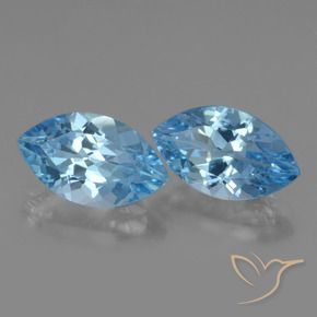 Gemas de Topacio Azul Suizo natural de 8.42 ct, Marquesa, VS
