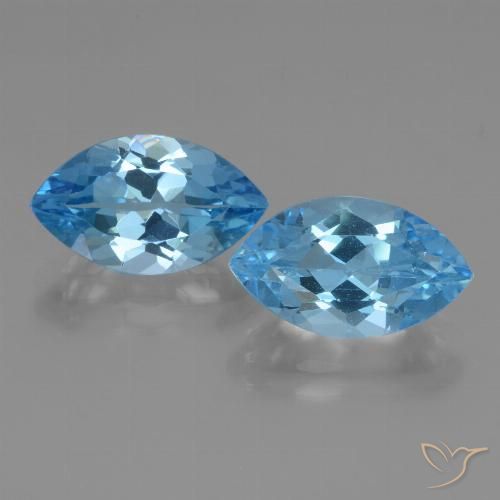 8.58ctw Natural Azul Suizo Topacio, Marquesa, VVS-VS