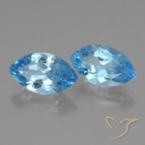 Gemas de Topacio Azul Suizo natural de 8.58 ct, Marquesa, VVS-VS
