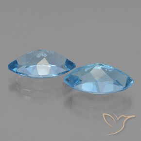 Gemas de Topacio Azul Suizo natural de 8.58 ct, Marquesa, VVS-VS