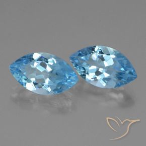 Gemas de Topacio Azul Suizo natural de 8.02 ct, Marquesa, VVS-VS