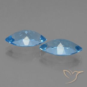 Gemas de Topacio Azul Suizo natural de 8.02 ct, Marquesa, VVS-VS