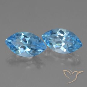 Gemas de Topacio Azul Suizo natural de 8.23 ct, Marquesa, VVS
