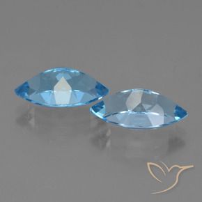 Gemas de Topacio Azul Suizo natural de 8.23 ct, Marquesa, VVS