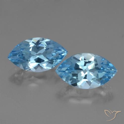 8.04ctw Natural Azul Suizo Topacio, Marquesa, VVS-VS
