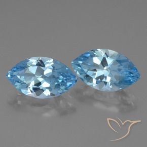 Gemas de Topacio Azul Suizo natural de 8.04 ct, Marquesa, VVS-VS