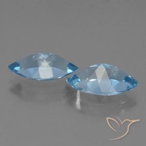 Gemas de Topacio Azul Suizo natural de 8.04 ct, Marquesa, VVS-VS