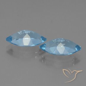Gemas de Topacio Azul Cielo natural de 7.83 ct, Marquesa, VVS