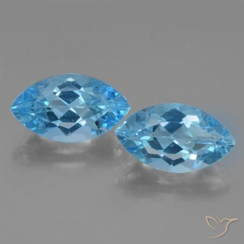 8.36ctw Natural Azul Suizo Topacio, Marquesa, VVS