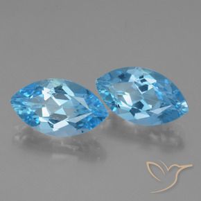 Gemas de Topacio Azul Suizo natural de 8.36 ct, Marquesa, VVS
