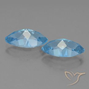 Gemas de Topacio Azul Suizo natural de 8.36 ct, Marquesa, VVS