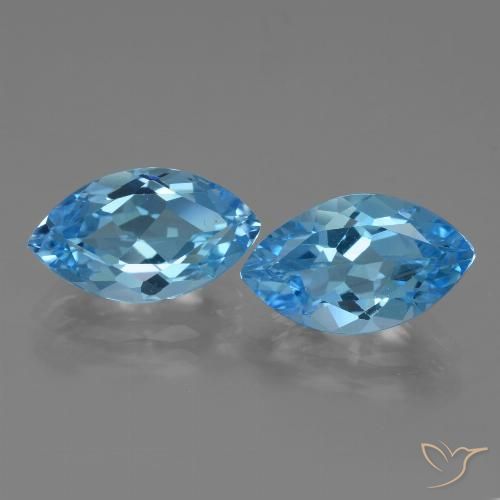 8.43ctw Natural Azul Suizo Topacio, Marquesa, VVS