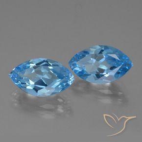 Gemas de Topacio Azul Suizo natural de 8.43 ct, Marquesa, VVS