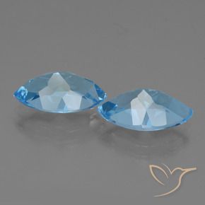 Gemas de Topacio Azul Suizo natural de 8.43 ct, Marquesa, VVS