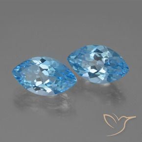 Gemas de Topacio Azul Suizo natural de 8.63 ct, Marquesa, VVS