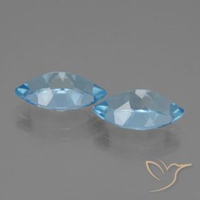 Gemas de Topacio Azul Suizo natural de 8.63 ct, Marquesa, VVS