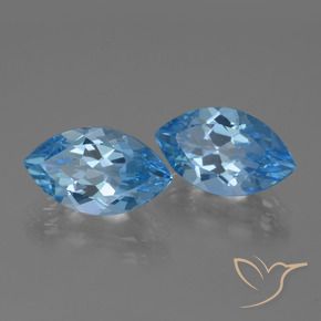 Gemas de Topacio Azul Suizo natural de 8.21 ct, Marquesa, VVS