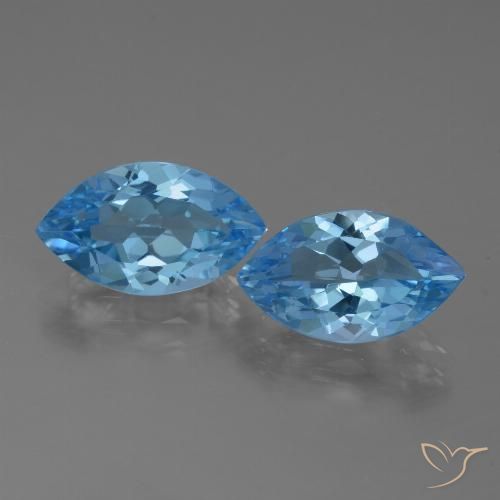 7.40ctw Natural Azul Suizo Topacio, Marquesa, VVS