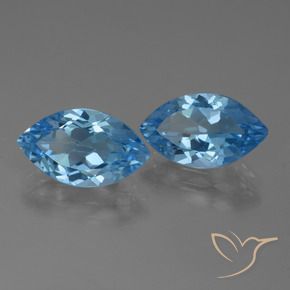 Gemas de Topacio Azul Suizo natural de 7.40 ct, Marquesa, VVS