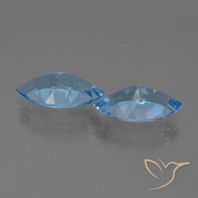 Gemas de Topacio Azul Suizo natural de 7.40 ct, Marquesa, VVS