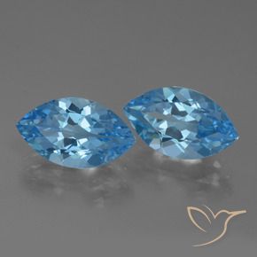 Gemas de Topacio Azul Suizo natural de 8.33 ct, Marquesa, VVS