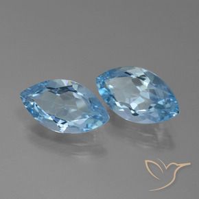 Gemas de Topacio Azul Cielo natural de 7.79 ct, Marquesa, VVS