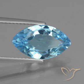 Topacio Azul Cielo natural de 3.80 ct, Marquesa, VVS