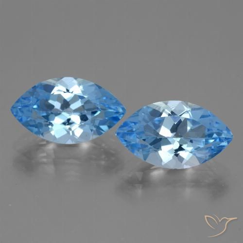 8.12ctw Natural Azul Suizo Topacio, Marquesa, VVS-VS
