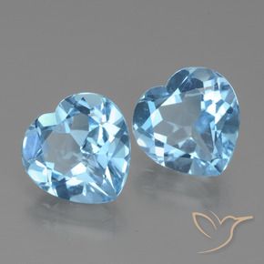 Gemas de Topacio Azul Cielo natural de 5.66 ct, Corazón, VVS