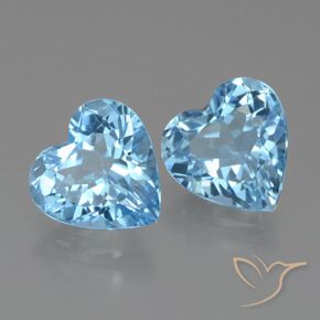 Gemas de Topacio Azul Suizo natural de 5.86 ct, Corazón, VVS