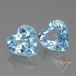 Gemas de Topacio Azul Cielo natural de 5.78 ct, Corazón, VVS