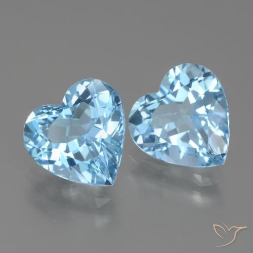 Gemas de Topacio Azul Cielo natural de 5.84 ct, Corazón, VVS